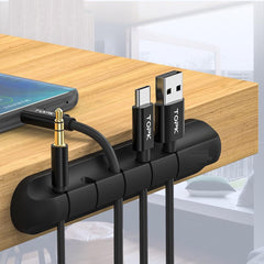 Clip organizador de 5 cables adhesivo