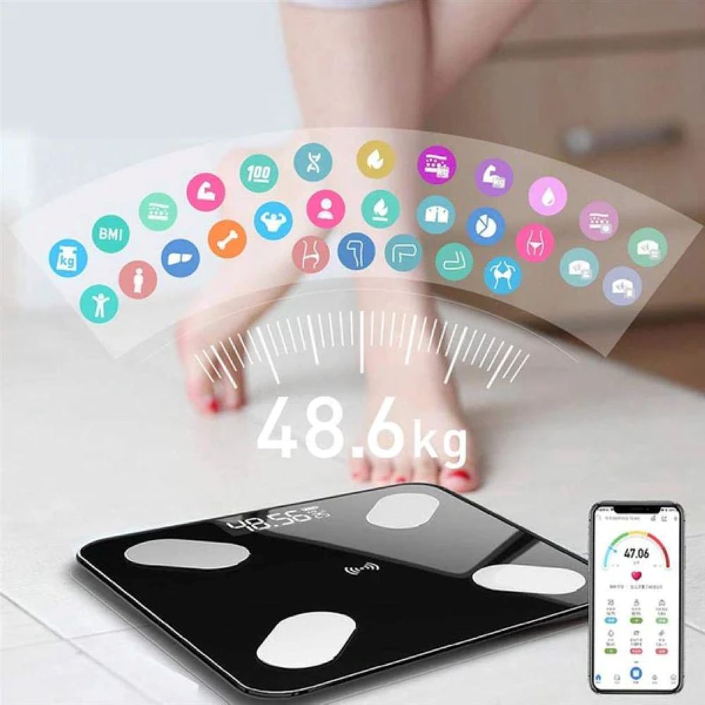BASCULA DE PESO CORPORAL DIGITAL BLUETOOTH CON PANTALLA LED 2626