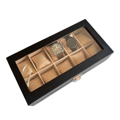 Organizador relojera porta relojes 10 puestos cuerina y cristal