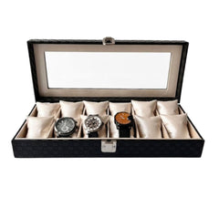 Caja Relojera Organizador 12 puestos Flipp Cuero Para Relojes – Blanco Perla